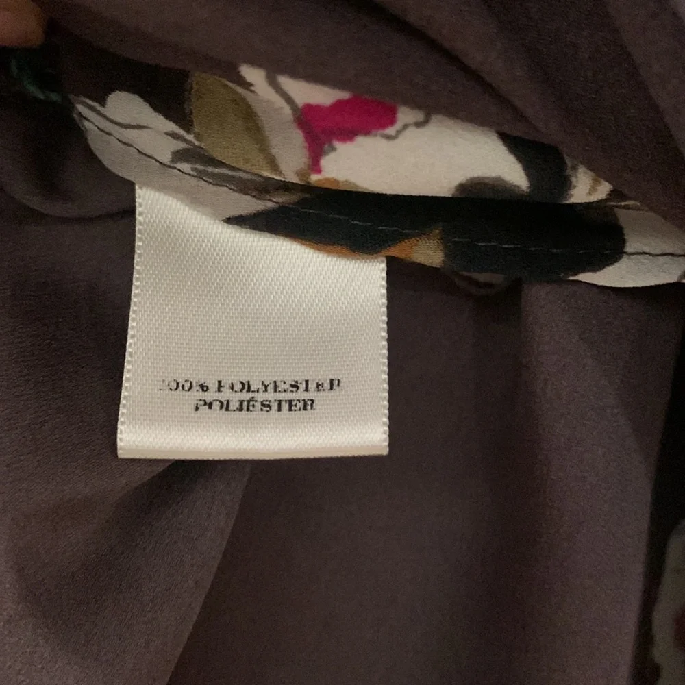 Ann Taylor Plum Faux Wrap Long Sleeve Floral Blouse‎